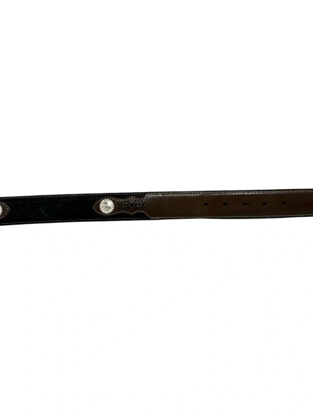 Nocona Western Men Belt Sz 42 Southwest Black Brown/Silver Conch is-N2475701